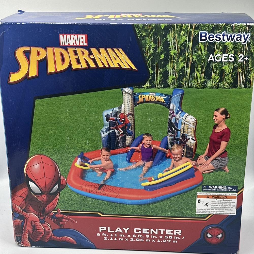 Inflatable Kids Outdoor Pool Play Center Water Slide Marvel Spider-Man Summer‎